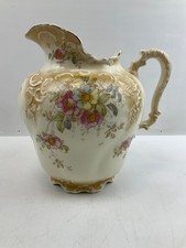 Powell, Bishop & Stoner Antique Ceramic Floral Pitcher with Embossed Handle