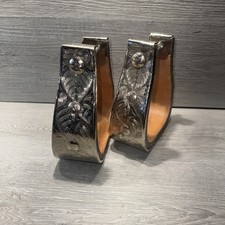 Vtg Engraved Silver Western