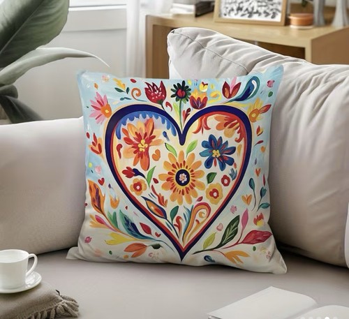 Floral heart mexican cushion - heart,