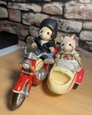 Sylvanian Families Motorcycle And Sidecar Raccoon Grandparent Figures