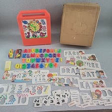 Vintage 1970s Super Retro Edicational Toy Magnetic Letters Chalk Board Complete
