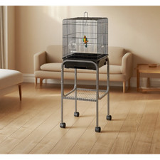 Spacious Black Metal Bird Cage