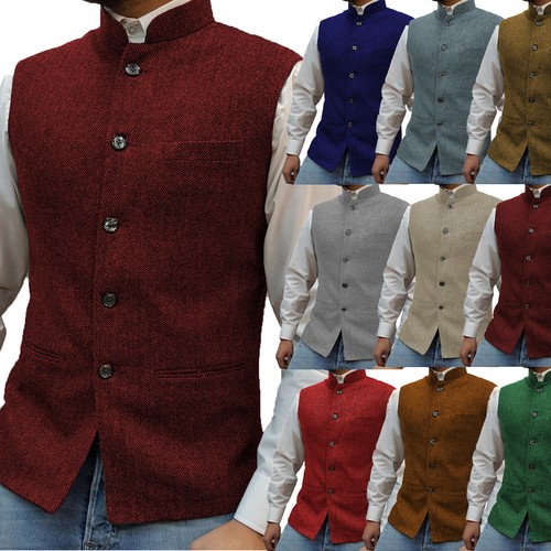 Mens tweed retro waistcoats - mens,
