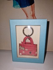 Radley Mini Handbag Pink Spotted Leather Keyring Bag Charm Sealed in Box.