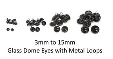 GLASS DOME Eyes with Metal Loops - Teddy Bear Making Doll Animal Craft Soft Toys