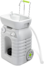 Rolling Portable Camping Sink, 45L Handwashing Station with Adjustable Basin, So