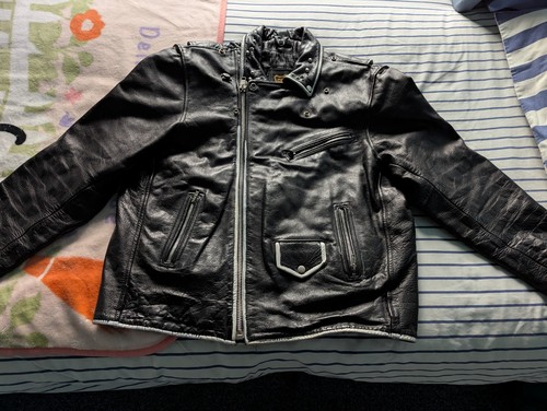 Men heavy black leather - men's,