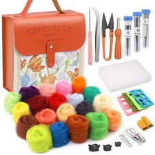 Needle Felting Kit Wool Roving Set Tools Foam Mat DIY Craft Felt Making Home NEW