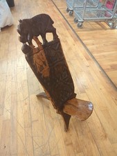  Antique African Birthing Chair Hand Carved C1900 Vintage
