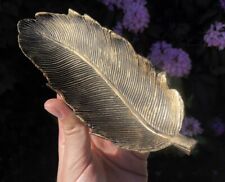 Palm Tree Leaf Tropical Gold Design Ornamental Art Sculpture Dish