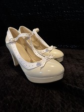 Beige Womens T-Strap Bowknot
