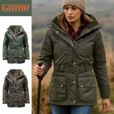 Ladies Game 'Cantrell' Quilted Antique Waxed Cotton Jacket | Padded Wax Coat
