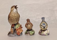Royal Worcester Porcelain Birds x 3 Thrush, Wren & Blue Tit - Excellent Condtion