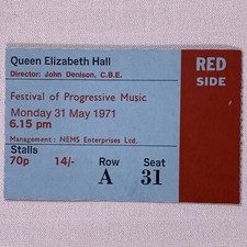 Rory Gallagher Ticket Original Vintage Festival Of Progressive Music London 1971