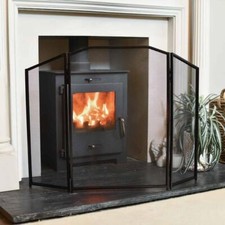 Black “Minster” Three Fold Fire Screen Fireplace Spark Cover Protector