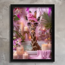 Giraffe In A Bath Illustration