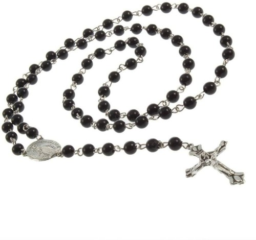 Rosary bead necklace with - bead,