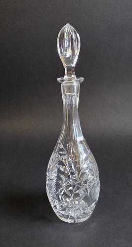Vintage cut glass decanter - glass,