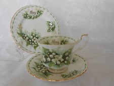 Royal Albert May Trio – Flower of the Month Lily of the Valley Cup, Saucer Plate