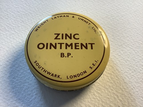 Vintage zinc ointment tin - tin, &