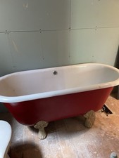 Art Deco 1920 Freestanding Bath  Cast iron No Tap Holes Double Ended Claw feet