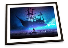 Fantasy Ship Row Boat Urban FRAMED ART PRINT Picture Poster Artwork