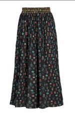NEXT Women's Cactus Long Maxi Skirt Size 14 Embroidered Waistband Crinkle print