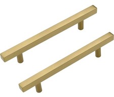LONTAN 15 Pack Gold Cabinet Handles 128mm Hole Centers Gold Drawer Pulls Square