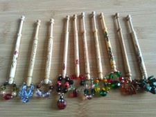 10 Wood Lace Making  Bobbins With Spangles # 4