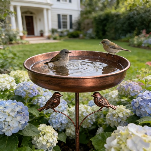 Outdoor wrought iron bird - wrought, bath