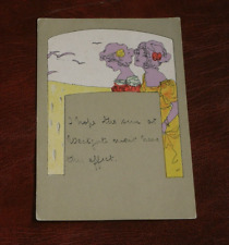 ORIGINAL RAPHAEL KIRCHNER ART NOUVEAU GLAMOUR POSTCARD, TWO WOMEN, GREEN GROUND.
