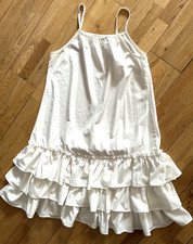 Ladies Dress Sleeveless Frill Frills Summer White Size S/M Used
