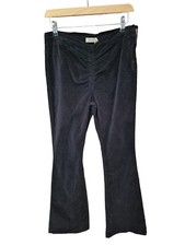 Nicoli Black Ruched Front Flare Black Velvet Cord Trousers Size EUR 40 UK 12