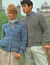 1925 Ladies Mens Fisherman Rib/Cable Jacket 30-44" Vintage Knitting Pattern COPY