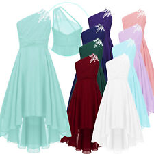 UK Kids Girls Ruched One Shoulder Wedding Bridesmaid Flower Dress Pageant Gown