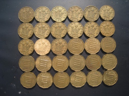 Complete brass threepence set - complete,