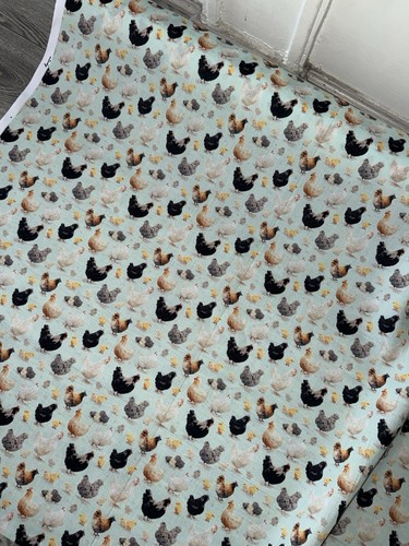 Poly cotton fabric chickens - fabric,