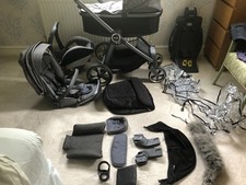 OYSTER 3 BABY STYLE PRAM/STROLLER TRAVEL SYSTEM GRAY LARGE BUNDLE ALL CLEANED
