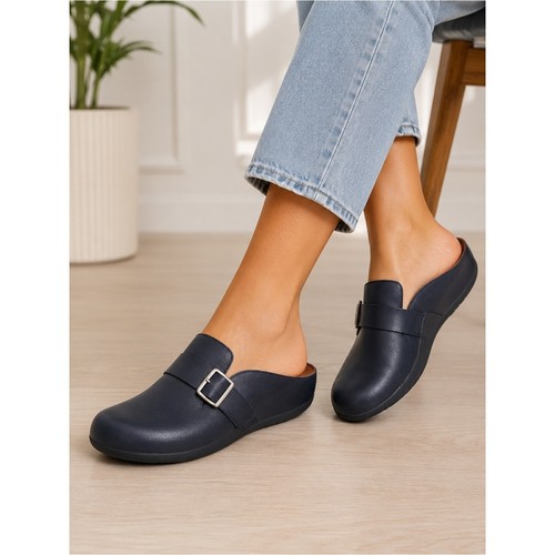 Fitflop navy leather mule - fitflop,
