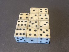 ELEVEN VINTAGE DICE, 11 mm SQUARE, Typical Signs Of Wear And Use