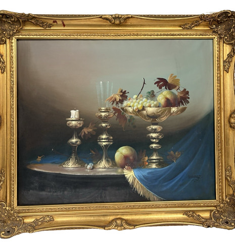Still life oil fruit framed - life,