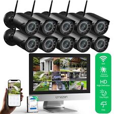 Wireless CCTV Camera Security System Metal Audio 10CH NVR Monitor 3MP 1TB IP66