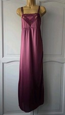 LADIES VTG KEYNOTE BURGUNDY SILKY NYLON NIGHTDRESS SIZE 12-14 (LONG)