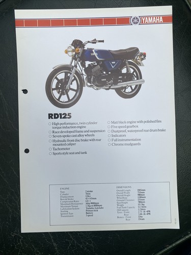 Yamaha rd125 dealer brochure - dealer,