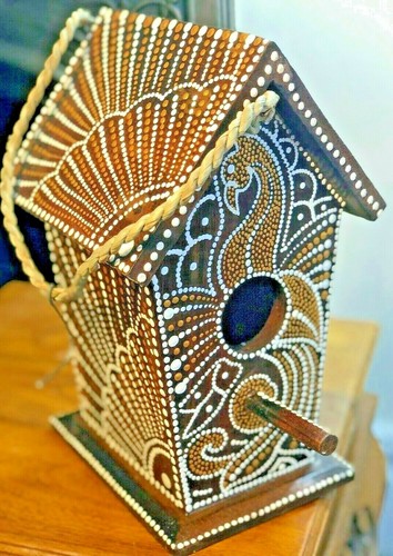 Painted wooden bird house - painted,