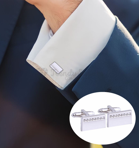 Rectangle cufflinks crystal - crystal, cz