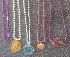 FIVE mixed New Orleans Mardi Gras Bead Necklaces vintage from 1989