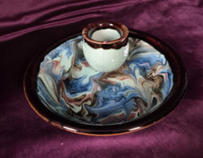 Vintage Céramiques Aparicio Spain Marbled Terra Cotta Serving / Olive Dish