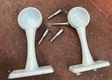 3/4" [19mm] Brackets White End Supports for Wardrobe pole rail fitting 1 pr