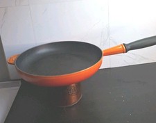 Vintage Le Creuset Cast Iron Frying Pan Skillet 26cm VOLCANIC ORANGE Long Handle